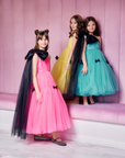 Rochie Eleganta fete, cu fundite negre - 10 ani si 11 ani - LIVRARE 24H