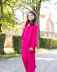 Compleu negru din in sacou, vesta si pantaloni evazați pentru fete - Emma