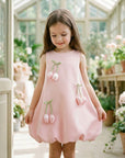 Rochie casual roz cu lalele pentru fete - Casidy