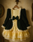 Rochie vintage din catifea verde pentru fete - Estelle