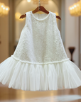 Rochie alba eleganta din dantela alba cu perle si paiete - 7 ani LIVRARE 24H