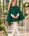 Capă neagră elegantă din stofă pentru fetițe - Emily