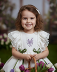 Rochie alba eleganta cu broderie si lalele - Winnie