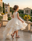 Rochie ivory eleganta cu trena din organza pentru fete - Dorothy