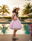 Compleu roz casual cu buline pentru fete - Hanna