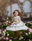 Rochie alba eleganta cu broderie si lalele - Winnie