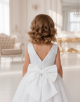 Rochie alba eleganta din dantela si organza pentru fete - Agnes
