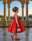 Rochie rosie eleganta din tafta pentru fete - Elisabeta