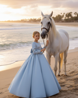 Rochie bleu lunga eleganta, pentru fete - Hadassa