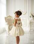 Rochie alba eleganta pentru fete, cu fundite din neopren - Dahlia