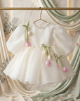 Rochie ivory eleganta cu flori handmade - Kitty