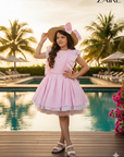 Compleu roz casual cu buline pentru fete - Hanna