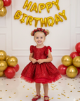 Rochie rosie eleganta din paiete pentru fete - Kiara