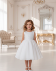Rochie alba eleganta din dantela si organza pentru fete - Agnes