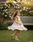 Rochie casual din in cu dantela pentru fete - Evie