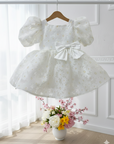 Rochie alba eleganta din organza cu flori pentru fete - Serenity