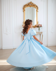Rochie bleu lunga eleganta din tafta pentru fete - Helen