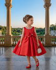 Rochie rosie eleganta din tafta pentru fete - Elisabeta