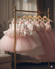 Rochie roz eleganta pentru fete, din brocard si tulle - Lilibet