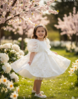 Rochie alba eleganta din organza cu flori pentru fete - Serenity