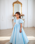 Rochie bleu lunga eleganta din tafta pentru fete - Helen