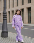 Trening roz casual cu dantelă brodată și fundițe pentru fete - Cora