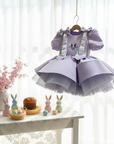 Rochie lila eleganta cu broderie iepuras - Bunny