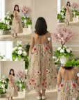Rochie eleganta din tull brodat cu flori pentru fete - Melody