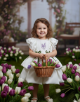 Rochie alba eleganta cu broderie si lalele - Winnie