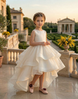 Rochie ivory eleganta cu trena din organza pentru fete - Dorothy