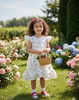 Rochie alba din bumbac cu cirese pentru fete - Chery