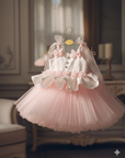 Rochie roz eleganta pentru fete, din brocard si tulle - Lilibet