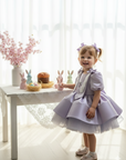 Rochie lila eleganta cu broderie iepuras - Bunny