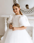 Rochie alba lunga eleganta pentru fete - Niana