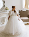 Rochie alba lunga eleganta pentru fete - Niana
