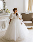 Rochie alba lunga eleganta pentru fete - Niana