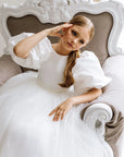 Rochie alba lunga eleganta pentru fete - Niana