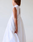 Rochie alba maxi din in pentru fete - Lexy