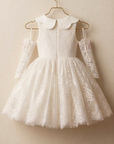Rochie alba eleganta din datela chantilly pentru fete - Leona