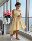 Rochie galbena eleganta cu trena din tafta pentru fete - Fiona
