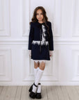 Compleu negru casual sacou si fusta pentru fete - Arya
