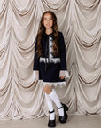 Compleu negru casual sacou si fusta pentru fete - Arya