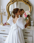 Rochie alba lunga eleganta cu trena, pentru fete - Mira