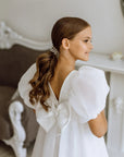 Rochie alba lunga eleganta din organza pentru fete - Emina
