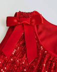 Rochie bleumarin din paiate accesorizata cu fundite pentru fete - 6 ani LIVRARE 24H