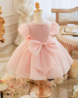 Rochie roz eleganta din organza cu floricele pentru fete - Molly