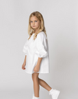 Rochie alba casual din poplin pentru fete - Mimy