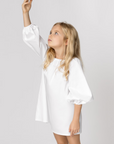 Rochie alba casual din poplin pentru fete - Mimy