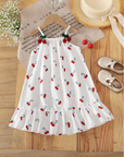 Rochie alba din bumbac cu cirese pentru fete - Lian
