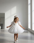 Rochie alba eleganta cu fluturi - Ayla